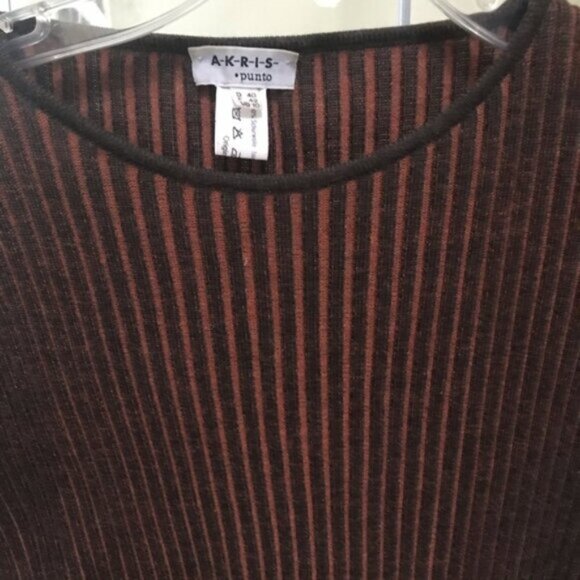 AKRIS Punto Wool Ribbed Stretch Short Sleeve Crew Neck Sweater Top Tunic Knit 10 - Picture 4 of 7